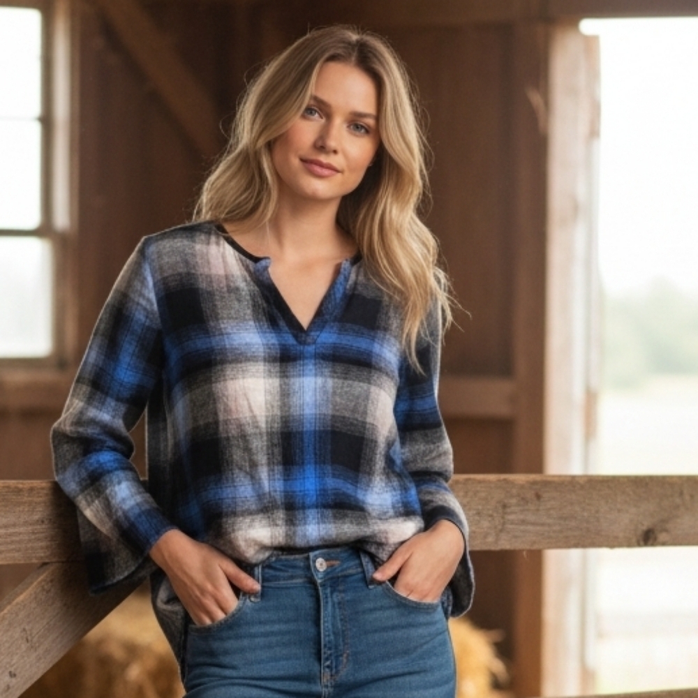 Anthropologie Cloth & Stone Plaid Flannel Top